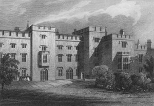 ウェストミンスターの議長館、川の正面（エングレービング 作： John Preston Neale