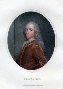 フランソワマリーアルエヴォルテール、18世紀のフランスの作家および風刺作家、1828年。 作： J. Pass