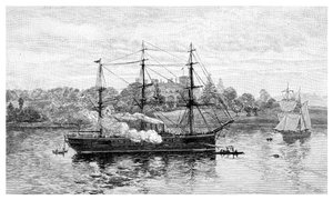 総督官邸とHMSネルソン、シドニー、ニューサウスウェールズ州、オーストラリア、1886年。