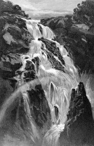オーストラリア、クイーンズランド州ケアンズ近くのバロン滝、1886年。 作： J. R. Ashton