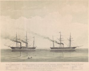 1849年6月20日のHMS「バジリスク」とHMS「ニジェール」、1849年頃（リトグラフ） 作： J. R. Jobbins