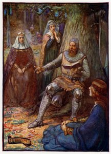 スコットランドの王ロバートザブルース、彼の信者に物語を読む、14世紀 作： J. R. Skelton
