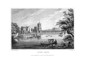 パトニーブリッジ、ロンドン、1829年。 作： J. Rogers