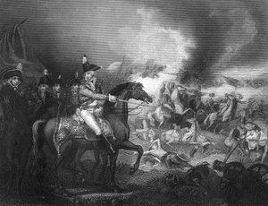 1793年5月23日c1857、バレンシエンヌ近くのファマールの丘のフランス人キャンプへの攻撃。 作： J. Rogers