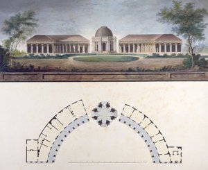 バイロイトエルミタージュの太陽の神殿c.1780（紙にトイレ） 作： J. Saher