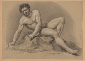 正面から見た着席男性ヌード（2等賞1810年） 作： J. Uittenbogaardt