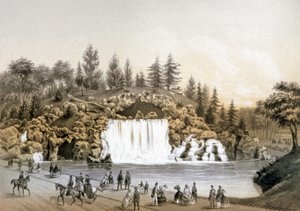 ブローニュの滝、1860年頃（リトグラフ） 作： J. Walter