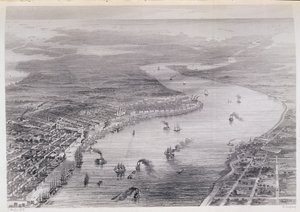 ニューオーリンズの鳥瞰図、「アメリカ合衆国の歴史」、Vol。 II、チャールズマッカイ作、W。リッジウェイ作、1830年頃 作： J. Wells