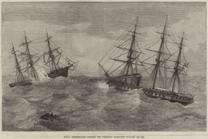 海で遺棄されたマーガレットポロックを発見したHMSイモータライト 作： J. Wells
