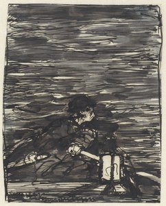 夜にランタンとボートで漕ぐ 作： Jac van Looij