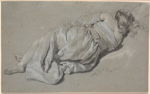 後ろから見たリクライニング女性の習作 作： Jacob Adriaensz Backer