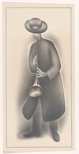 管楽器を持ったストリートミュージシャン 作： Jacob Bendien (signed by artist)