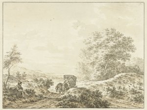 旅行車のある丘陵風景 作： Jacob  Cats