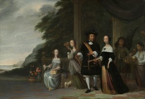 Pieter Cnoll、Cornelia van Nijenrode、その娘たち、そして奴隷にされた 2 人の使用人 ピーター・クノールとコーネリア・ファン・ナイエンローデ、2人の娘のカタリーナとヘスター、奴隷にされたスラパティと奴隷にされた女性 作： Jacob Coeman
