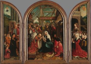 王の崇拝。 1517年 作： Jacob Cornelisz van Oostsanen