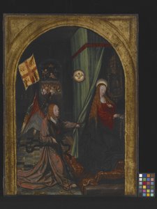 受胎告知（木に油彩） 作： Jacob Cornelisz van Oostsanen