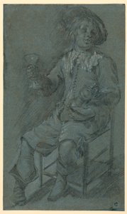 素描《ワイングラスを持つ騎兵》1650-60年 作： ジェイコブダック