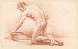 横から見た跪く男性裸体（二等賞 1797年） 作： Jacob Ernst Marcus