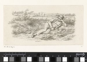 風景の中で横たわる男 習作版画作品／Etudes gravées（連載タイトル）