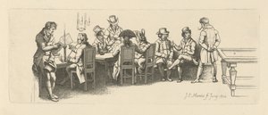 ビリヤードルームのある喫茶店の男性、1814年 作： Jacob Ernst Marcus