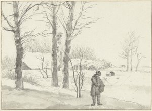 立っている男と雪の風景 作： Jacob Ernst Marcus