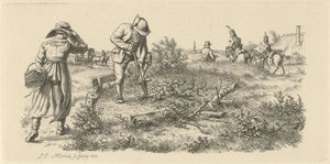 掘る男、バスケットを持つ女性、馬に乗った兵士 習作版画作品／Etudes gravées（連載タイトル） 作： Jacob Ernst Marcus
