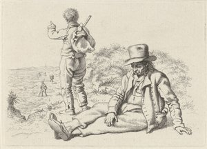 ビーチで座っている男性と立っている男性 習作版画作品／Etudes gravées（連載タイトル） 作： Jacob Ernst Marcus