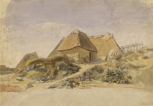 ホープスバーグビーチのフィッシャーマンズキャビンズ、1834年（紙に鉛筆とトイレ） 作： Jacob Gensler