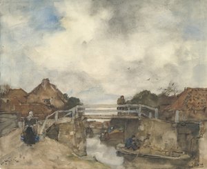 オランダ運河、ライスウェイク、19 世紀後半。 作： Jacob Henricus Maris