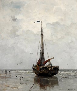 ""Bateau de Peche"" (漁船) Peinture de Jacob Maris (1837-1899) - 1878 - キャンバスに油彩 Dim 160x140 cm Gemeentemuseum Den Haag