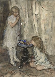 泡を吹く二人の少女、1880年頃（紙にチョーク）