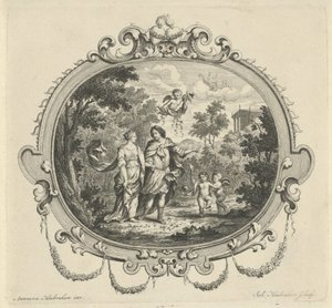 putti を伴って歩くカップル