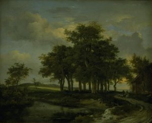 道路近くの樫の木、夕方 作： Jacob van Ruisdael