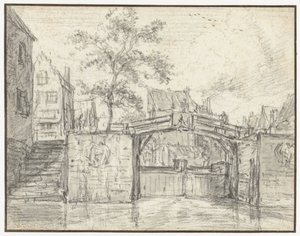 アムステルダムの Martelaarsgracht にある Oude Haarlemmersluis (旧ハールレム ロック) 作： Jacob van Ruisdael