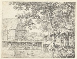 水門に隣接する 2 つの水車小屋の眺め 作： Jacob van Ruisdael