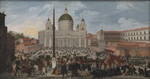 ローマのサン・ピエトロ広場での教皇の行列 作： Jacob Isaacsz. van Swanenburg