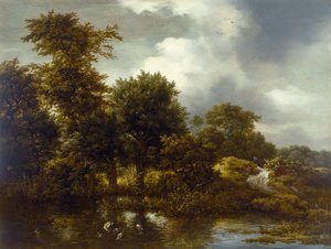 池のある森の風景、1640年代後半