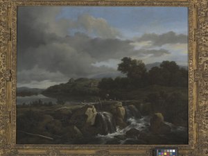カスケードのある風景（キャンバスに油彩） 作： Jacob van Ruisdael