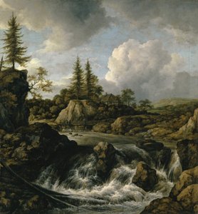 滝のある風景、1660年頃