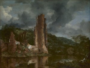エグモンド城の廃墟のある風景、1650〜55年 作： Jacob van Ruisdael