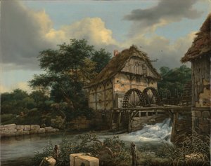 2 つの水車小屋と開いた水門 作： Jacob van Ruisdael