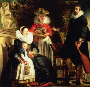 庭の芸術家と彼の家族、c.1620-22（キャンバスに油彩） 作： Jacob Jordaens