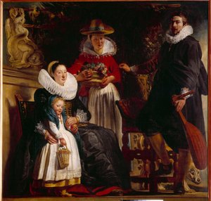 画家の家族 ヤコブ・ヨルダンス（1593-1678）の絵 1621年 日1,81x1,87 m マドリード、プラド美術館 作： Jacob Jordaens