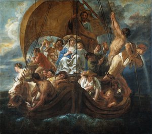 船の中の聖家族、1652年。