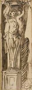 バスケットを支える3人のカリアティッド 作： Jacob Jordaens