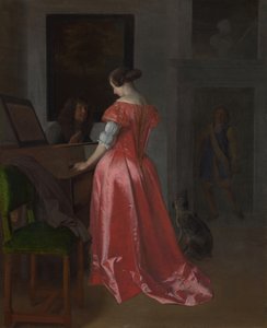 ハープシコードの前に立つ女性 1675年頃