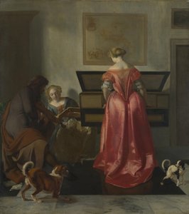 音楽を奏でる二人の女性と一人の男性 1675年頃 作： Jacob Lucasz. Ochtervelt
