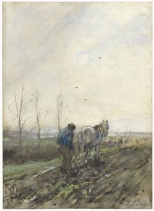 耕す農家 作： Jacob Maris