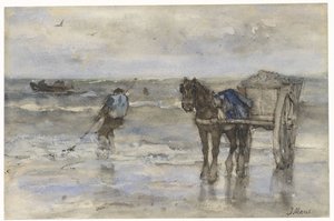 浜辺の貝漁師 作： Jacob Maris