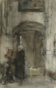 漁師の妻が娘を「花嫁」として教会のろうそくに火をつける 作： Jacob Maris